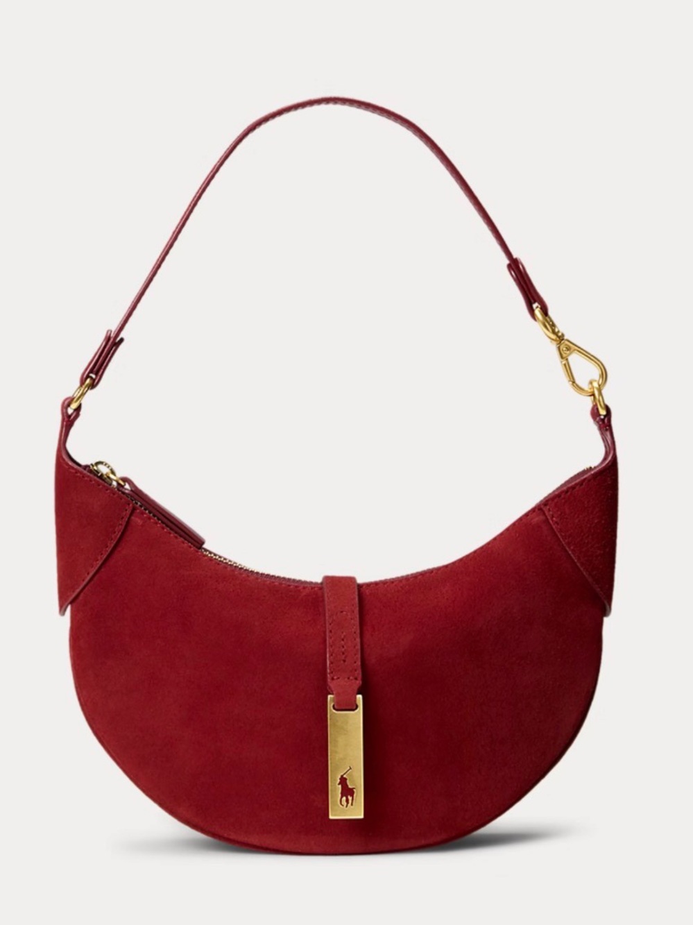 NWT Polo Ralph lauren red suede polo id bag pomegranate NEW